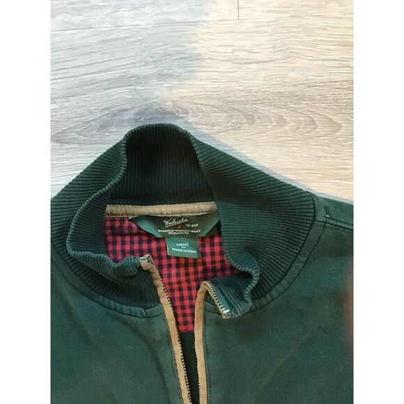 Woolrich Men's Green Elbow Patch 1/4 Zip Pullover Sweatshirt Medium Hunt Rifle - Picture 2 of 4